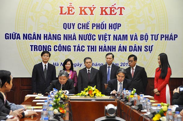  Bộ Tư pháp - Ngân hàng nhà nước Việt Nam: Ký Quy chế phối hợp trong công tác thi hành án dân sự 