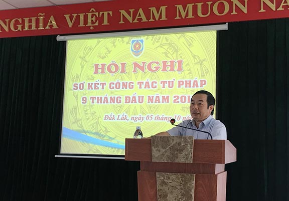 Sở Tư pháp Đắk Lắk tổ chức sơ kết công tác tư pháp 9 tháng đầu năm 2018