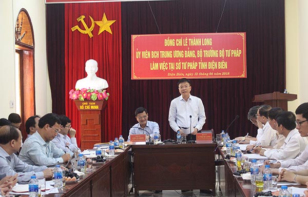 Bộ trưởng Lê Thành Long làm việc với Sở Tư pháp, Cục THADS Điện Biên