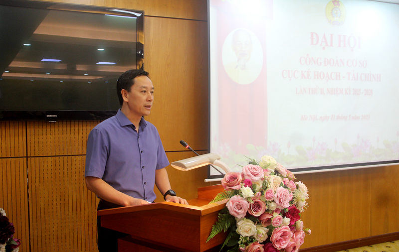 Bí thư Đảng ủy, Cục trưởng Cục Kế hoạch - Tài chính ​Phan Anh Tuấn phát biểu tại Đại hội
