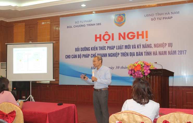 SỞ TƯ PHÁP HÀ NAM TỔ CHỨC LỚP BỒI DƯỠNG KỸ NĂNG, NGHIỆP VỤ CHO CÁN BỘ PHÁP CHẾ DOANH NGHIỆP