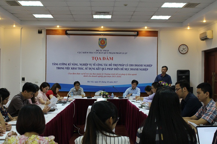 CỤC KIỂM TRA VĂN BẢN QUY PHÁP PHÁP LUẬT TỔ CHỨC TỌA ĐÀM TĂNG CƯỜNG NĂNG LỰC CHO CÁC CƠ QUAN, TỔ CHỨC, NGƯỜI THỰC HIỆN CÔNG TÁC HỖ TRỢ PHÁP LÝ CHO DOANH NGHIỆP TẠI HÀ NỘI