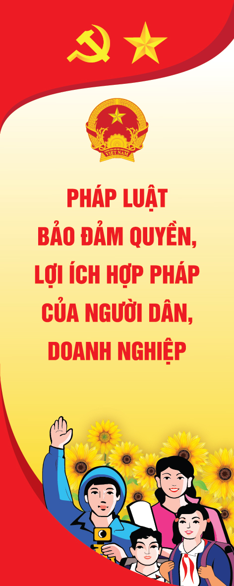 Các mẫu pano, banner, standee phục vụ hoạt động truyền thông hưởng ứng Ngày Pháp luật Việt Nam do Bộ Tư pháp thiết kế