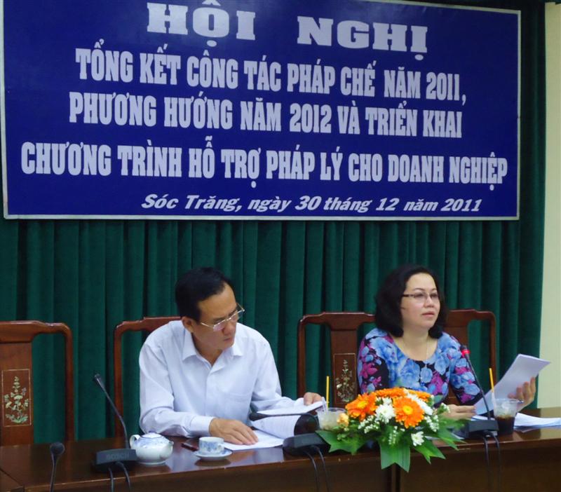 Sóc Trăng: Hội nghị Tổng kết công tác pháp chế năm 2011 và triển khai chương trình Hỗ trợ pháp lý cho doanh nghiệp