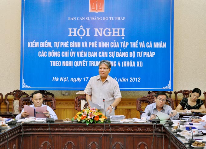 Ban Cán sự Đảng Bộ Tư pháp triển khai kiểm điểm, phê bình và tự phê bình 