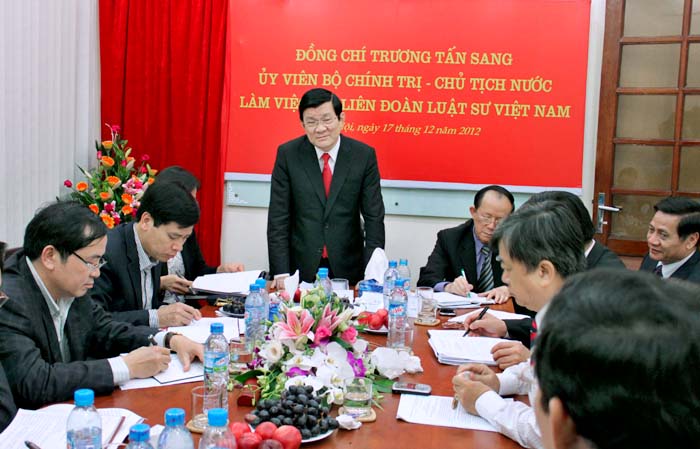 Chủ tịch nước Trương Tấn Sang: Chủ động tạo môi trường pháp lý cho Luật sư phát triển