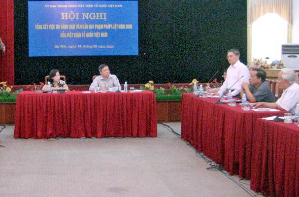 Tổng kết việc thi hành Luật Ban hành văn bản quy phạm pháp luật năm 2008 của Mặt trận tổ quốc 