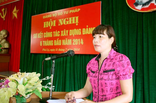 Đảng Bộ Sở Tư pháp Hà Nam tổ chức Hội nghị sơ kết công tác xây dựng Đảng 6 tháng đầu năm và phương hướng, nhiệm vụ 6 tháng cuối năm 2014 