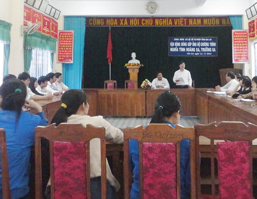 Công đoàn Sở Tư pháp Gia Lai cuộc vận động đóng góp ủng hộ Chương trình "Nghĩa tình Hoàng Sa, trường Sa"