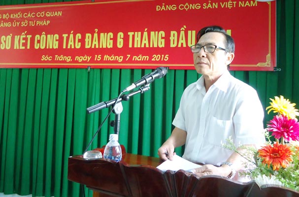 Sở Tư pháp Sóc Trăng: sơ kết công tác Đảng 6 tháng đầu năm 2015
