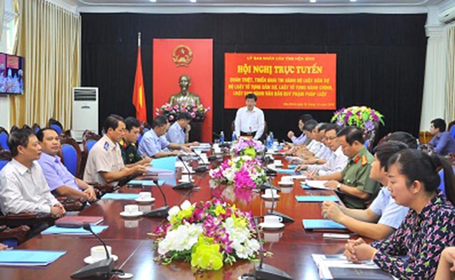 Hòa Bình: Hội nghị trực tuyến quán triệt, triển khai thi hành Luật ban hành VBQPPL, BLDS, BLTTDS, LTTHC