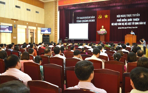 STP Quảng Ninh tổ chức HN trực tuyến phổ biến, giới thiệu Bộ Luật Dân sự, Bộ luật Tố tụng dân sự