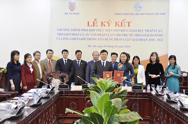 Bộ Tư pháp và Trung ương Hội Liên hiệp PNVN: Ký kết Chương trình phối hợp giai đoạn 2018-2022