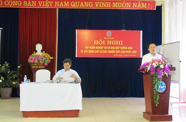 Hội nghị tập huấn nghiệp vụ về xây dựng cấp xã đạt chuẩn tiếp cận pháp luật