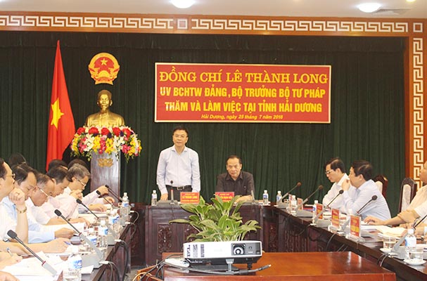 Bộ trưởng Lê Thành Long làm việc với Thường trực Tỉnh ủy Hải Dương