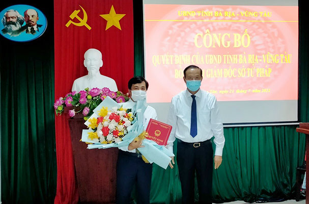 Công bố quyết định bổ nhiệm Giám đốc Sở Tư pháp tỉnh Bà Rịa - Vũng Tàu
