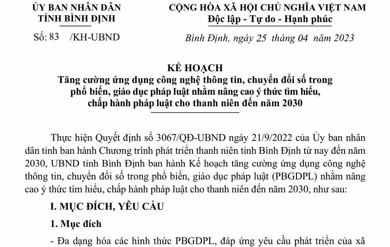 Bình Định: Tăng cường ứng dụng CNTT, chuyển đổi số trong phổ biến, giáo dục pháp luật cho thanh niên