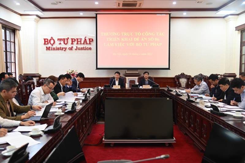 Bộ Tư pháp làm việc với Thường trực Tổ công tác của Chính phủ triển khai Đề án 06