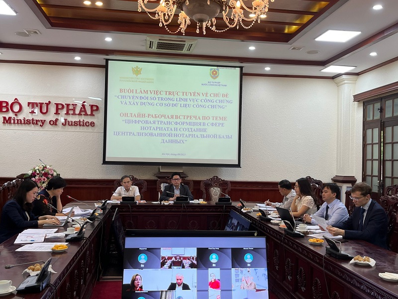 Tổ chức trao đổi trực tuyến về "Chuyển đổi số trong lĩnh vực công chứng và xây dựng CSDL công chứng"