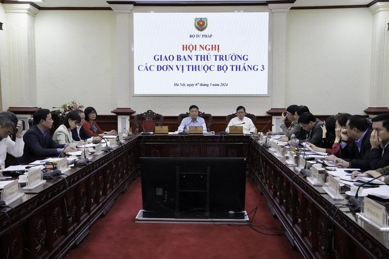 Bộ Tư pháp: Giao ban Thủ trưởng các đơn vị thuộc Bộ tháng 3/2024