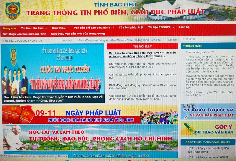 Bạc Liêu: Tăng cường ứng dụng công nghệ thông tin trong công tác phổ biến, giáo dục pháp luật