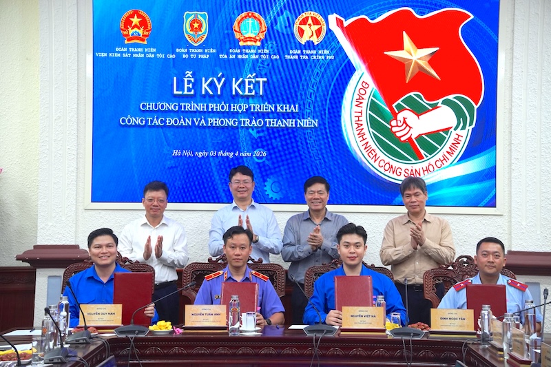 Ký kết phối hợp công tác Đoàn và phong trào thanh niên giữa bốn cơ quan khối Nội chính